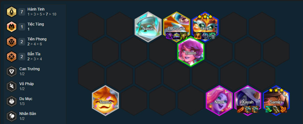 Đội hình Samira Hành Tinh DTCL mùa 17 mới nhất